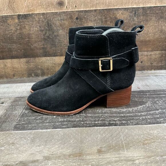Kate Spade NY Women’s Size 6 Polly Cow Suede Strap Bootie Black Ankle Boots - Picture 9 of 9